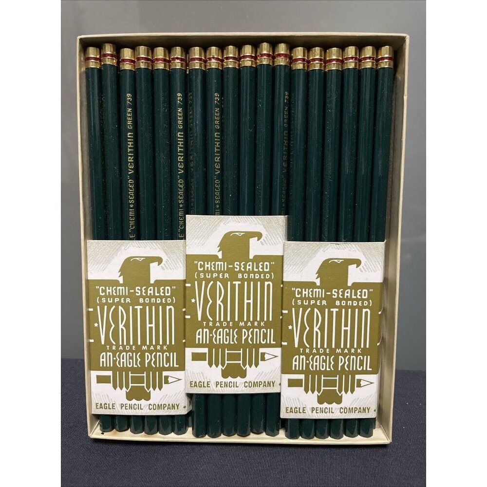 Vintage 36 Eagle Verithin 739 Green Colored Pencils Boxed Unsharpened NIOB
